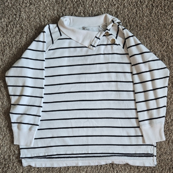 J. Crew Womens Black and White Striped Sweatshirt Size Large - Picture 1 of 7